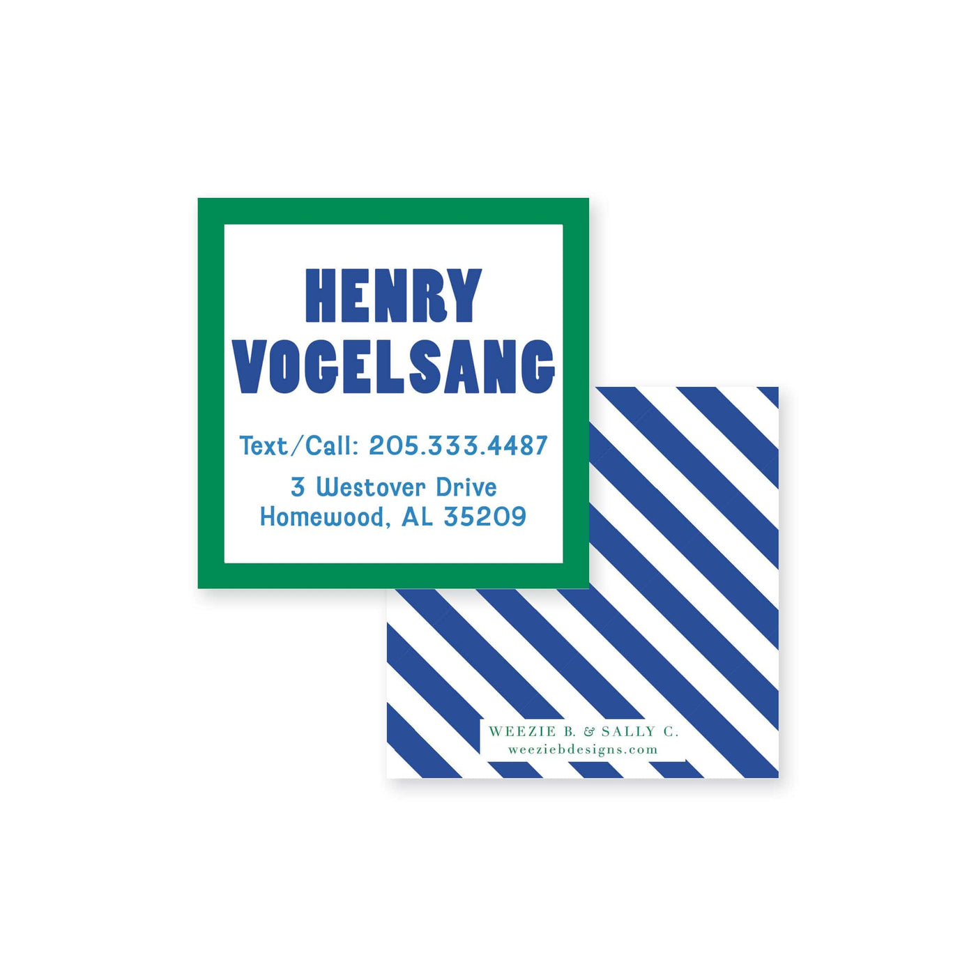 Big Name Stripes Info Calling Card