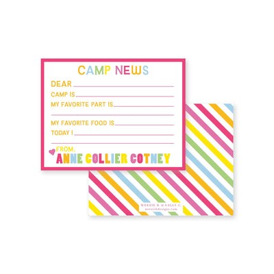 Rainbow Stripes Camp Fill-In Flat Note Card