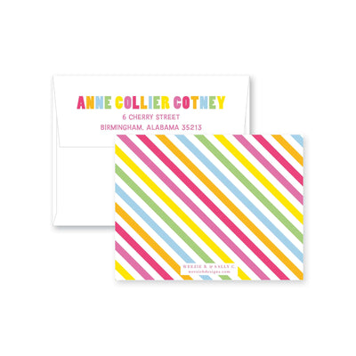 Rainbow Stripes Camp Fill-In Flat Note Card