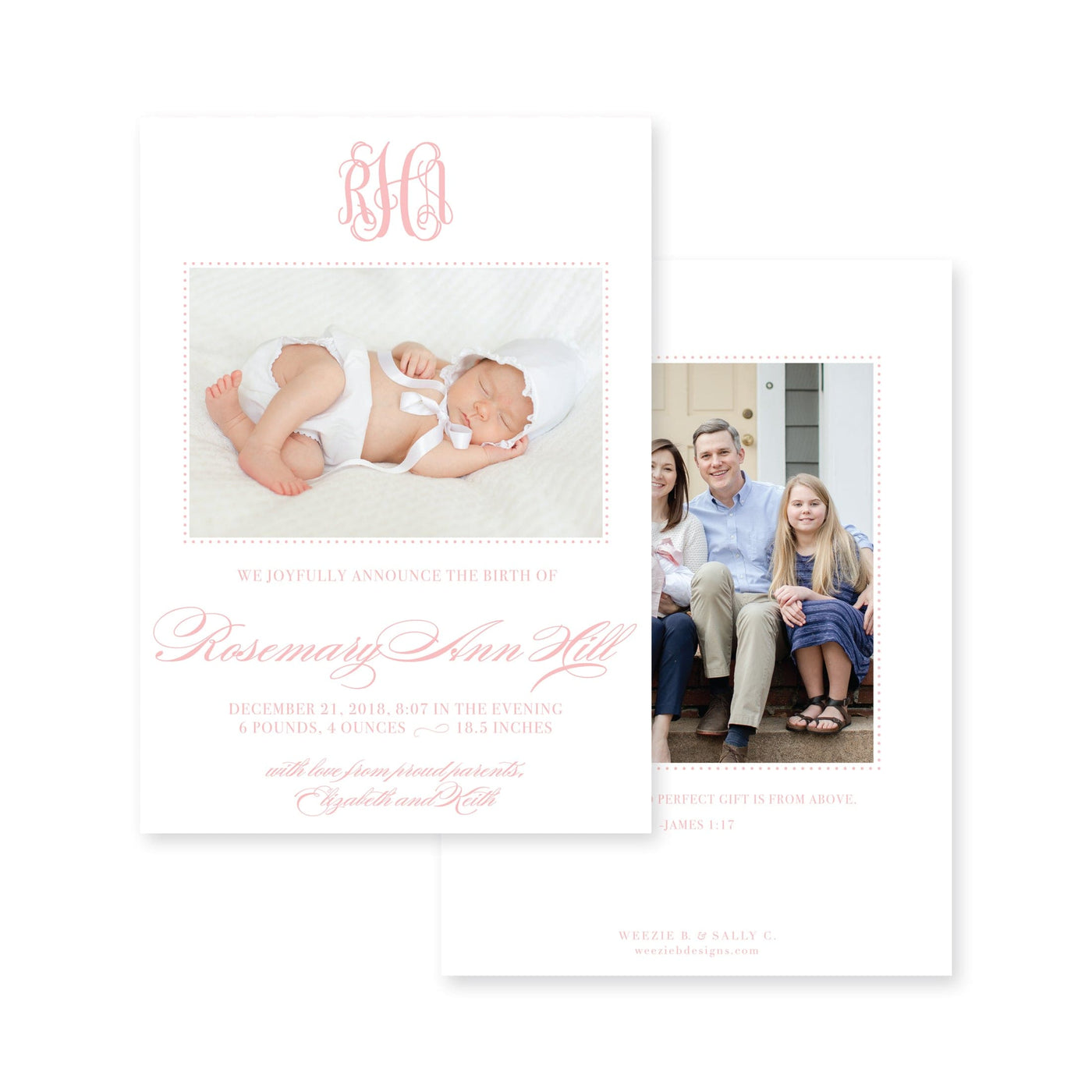 Classic Vertical Birth Announcement