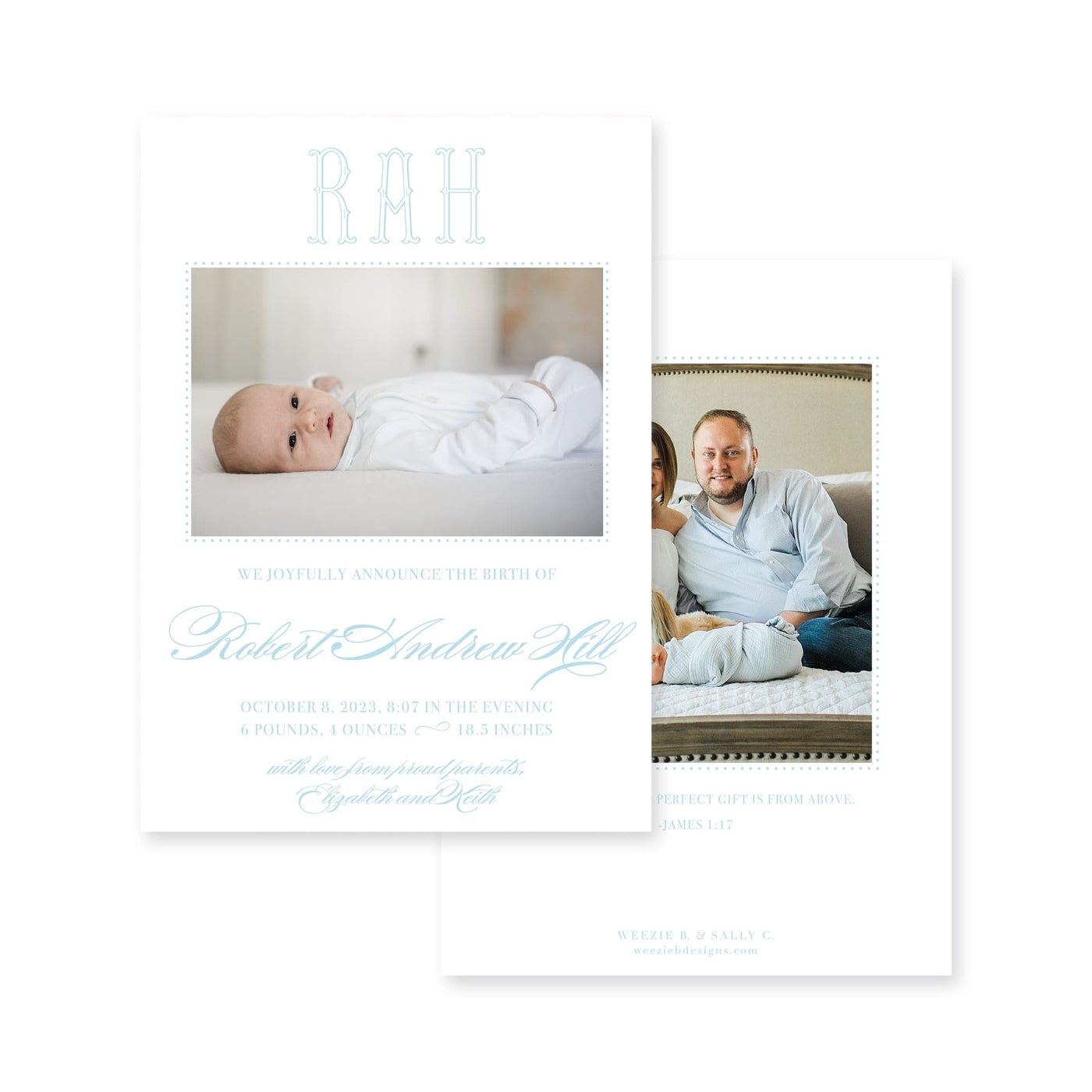 Classic Vertical Birth Announcement