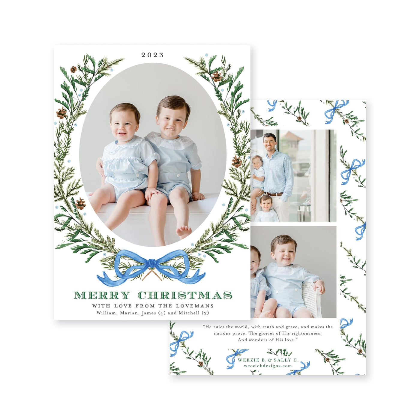 Elegant Evergreen Vertical Christmas Card
