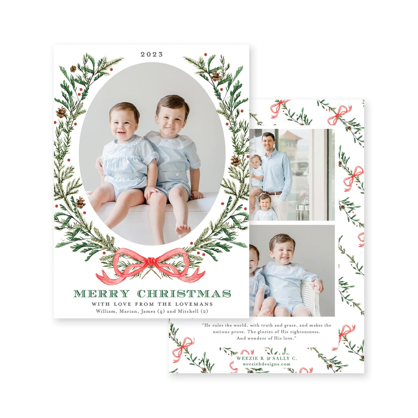 Elegant Evergreen Vertical Christmas Card