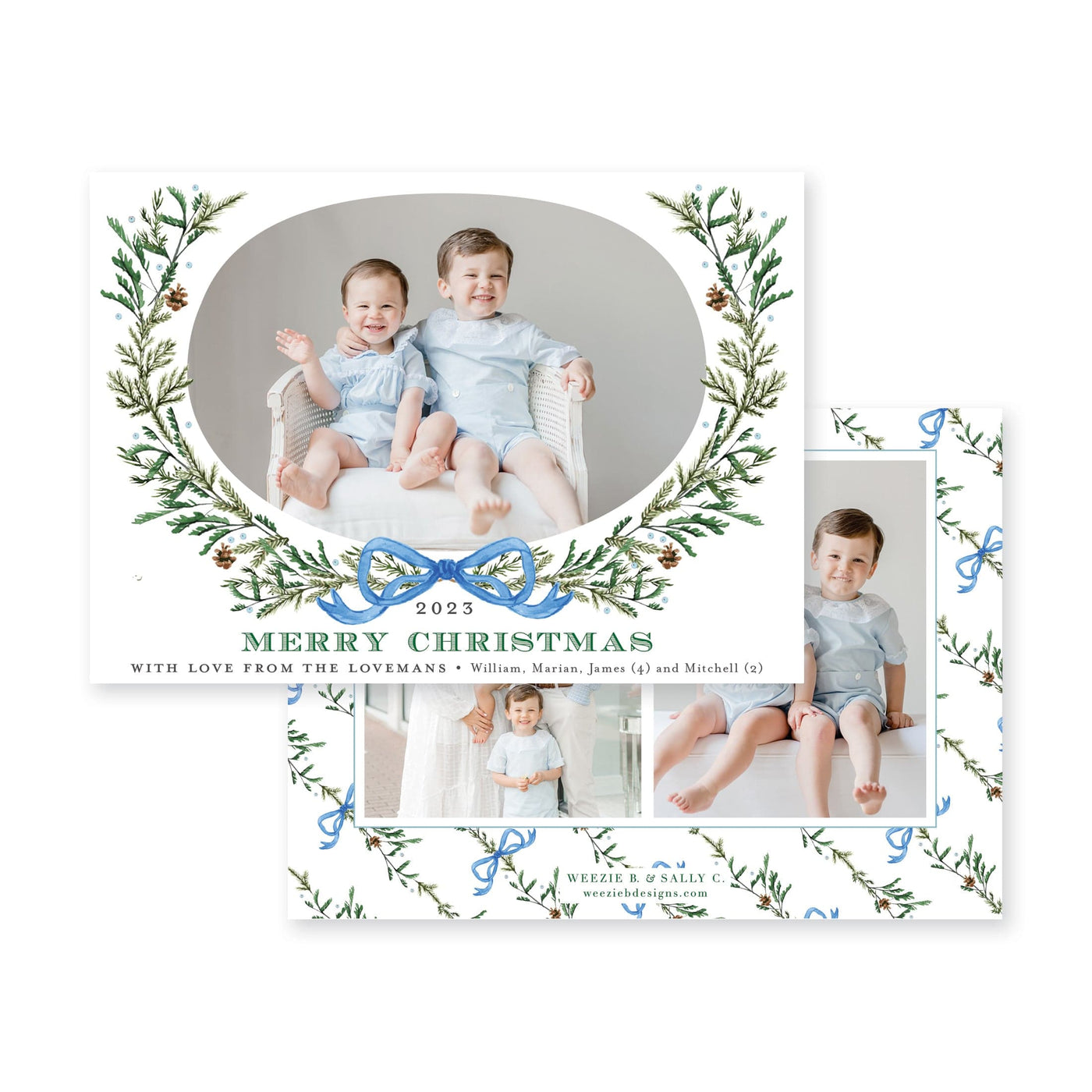 Elegant Evergreen Horizontal Christmas Card