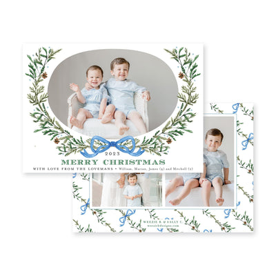 Elegant Evergreen Horizontal Christmas Card