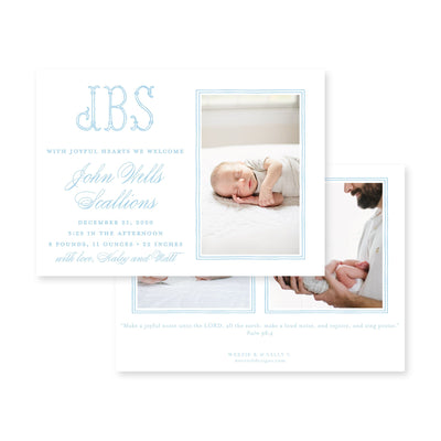 Fishtail Handcut Horizontal Birth Announcement