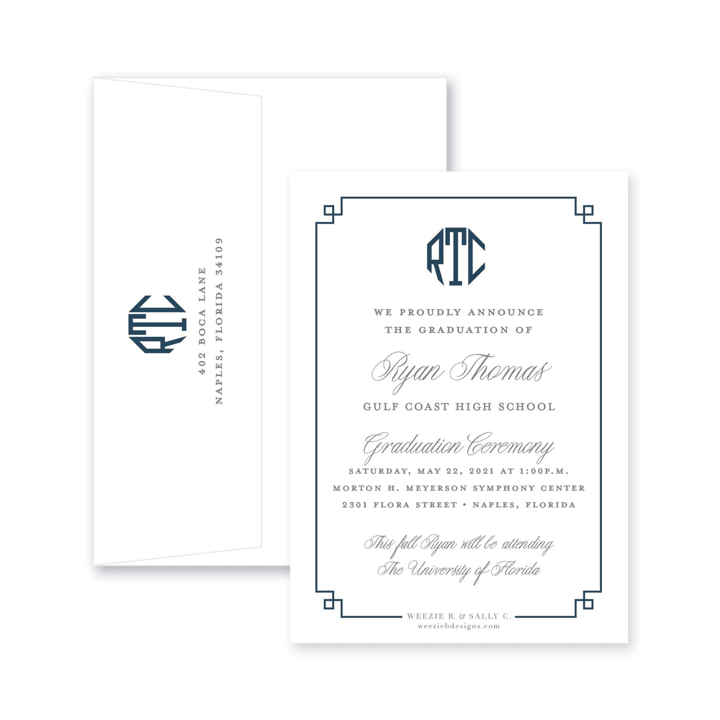 Fancy Border Vertical Graduation Announcement