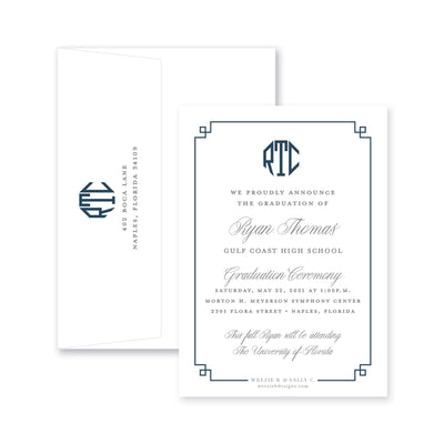 Fancy Border Vertical Graduation Announcement