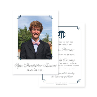 Fancy Border Vertical Graduation Announcement