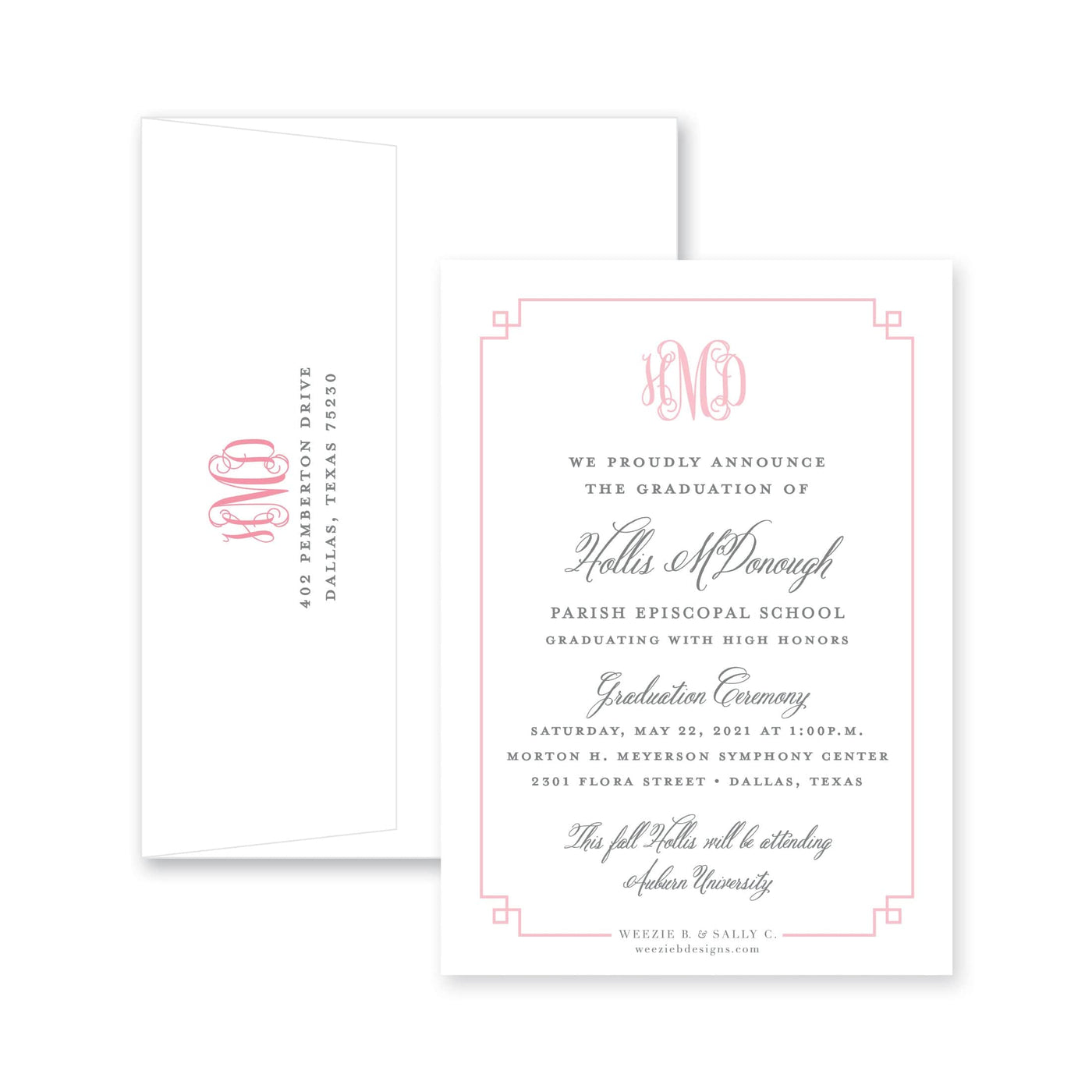 Fancy Border Vertical Graduation Announcement