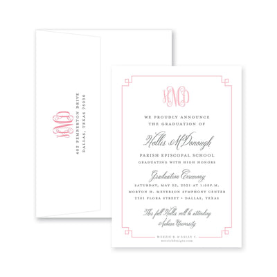 Fancy Border Vertical Graduation Announcement