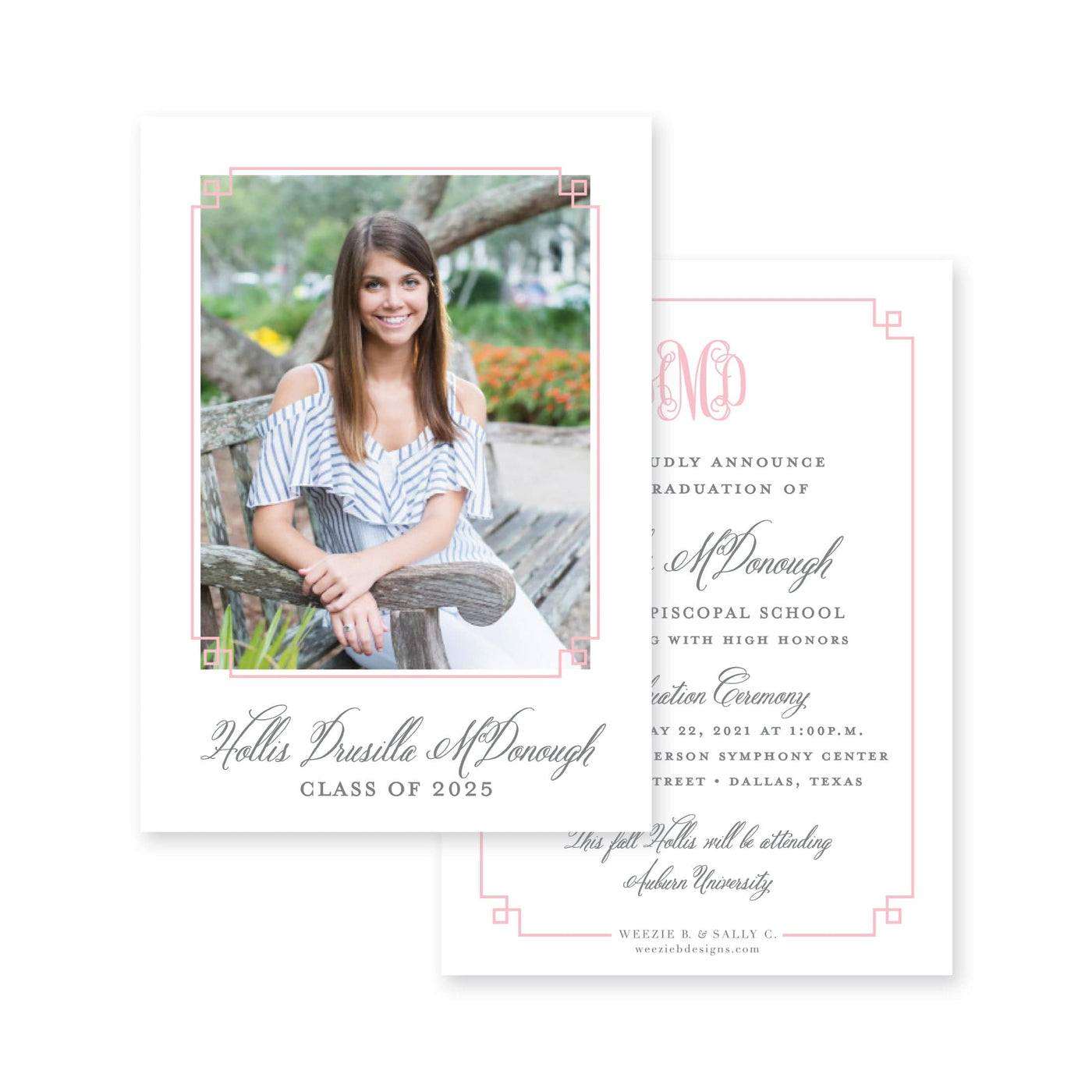 Fancy Border Vertical Graduation Announcement