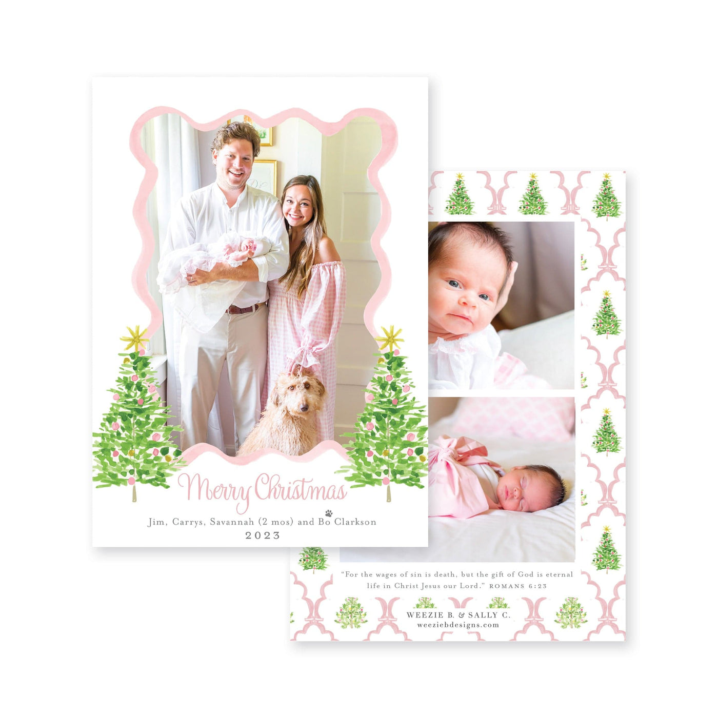 Flanking Oh Christmas Tree Vertical Christmas Card