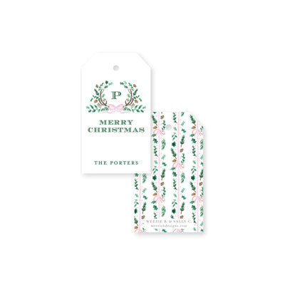 Holly Evergreen Crest Christmas Gift Tag