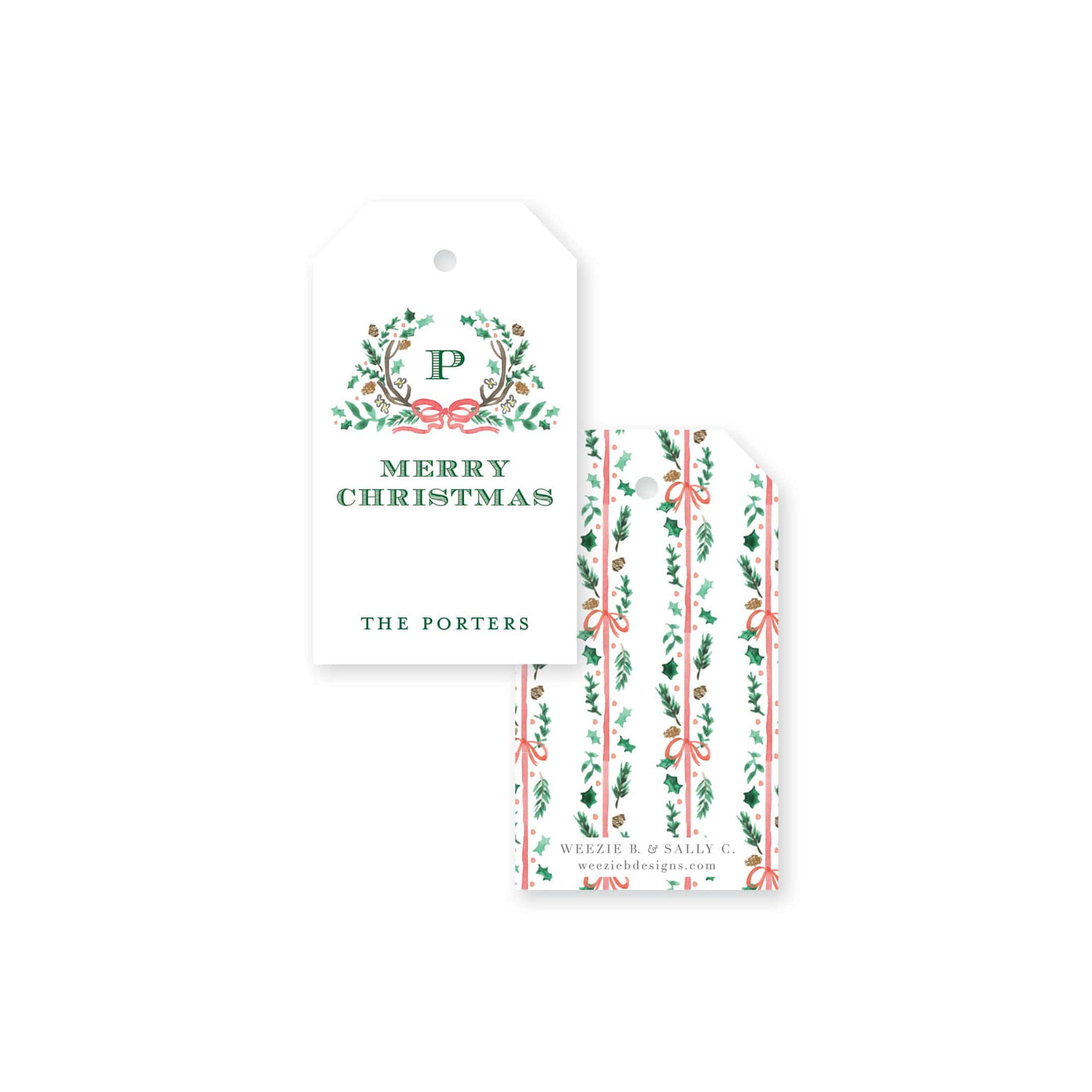 Holly Evergreen Crest Christmas Gift Tag
