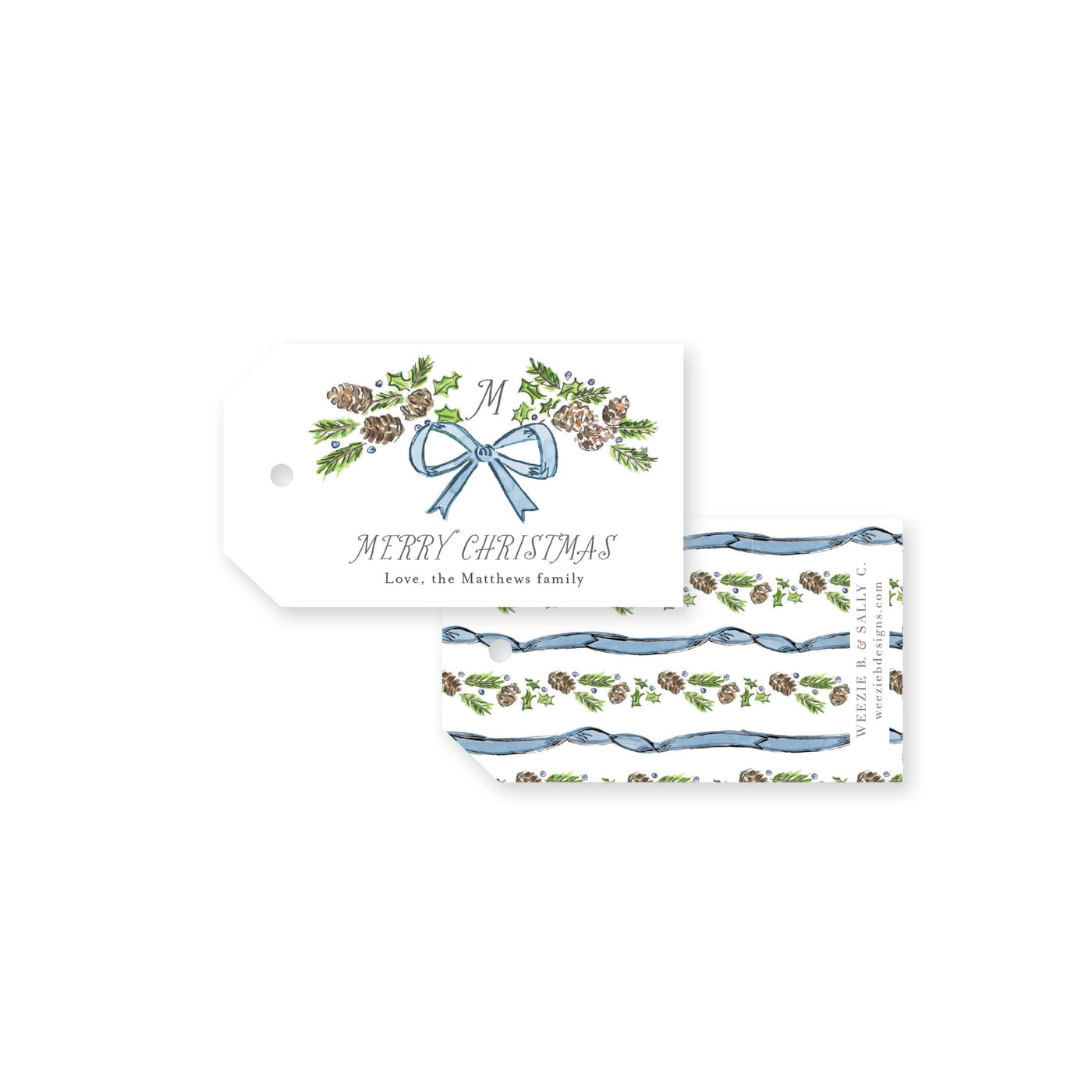 Pinecone Laurel Wreath Christmas Gift Tag