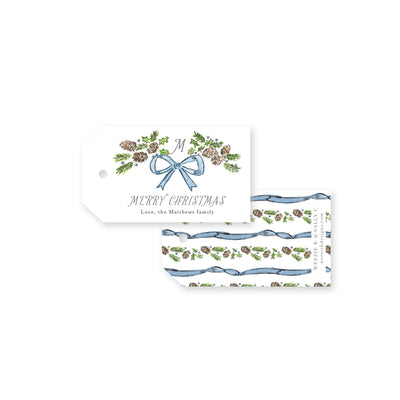 Pinecone Laurel Wreath Christmas Gift Tag