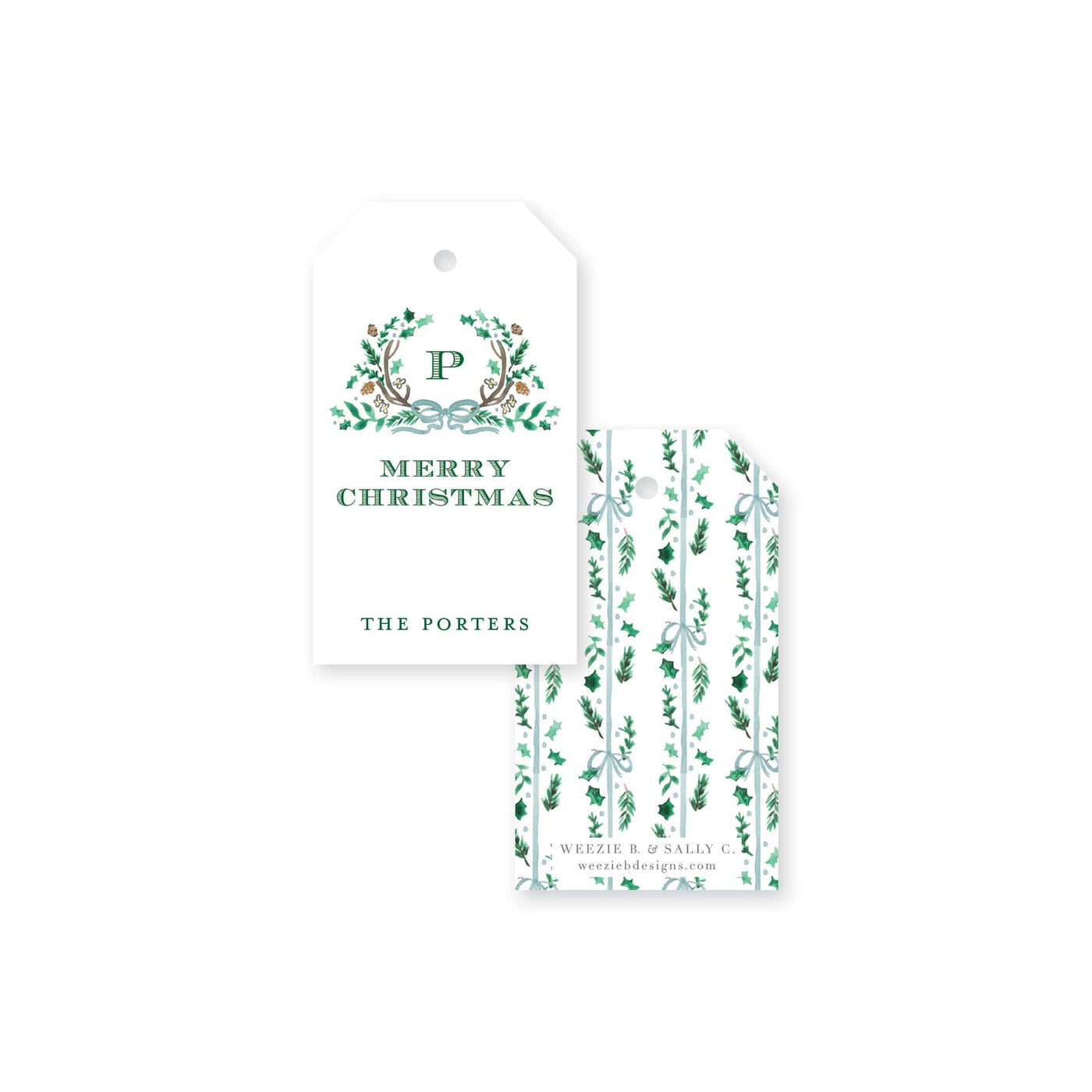 Holly Evergreen Crest Christmas Gift Tag