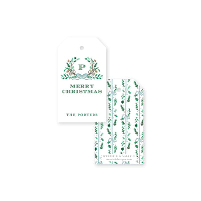Holly Evergreen Crest Christmas Gift Tag