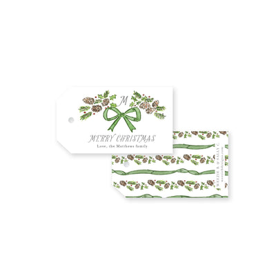 Pinecone Laurel Wreath Christmas Gift Tag