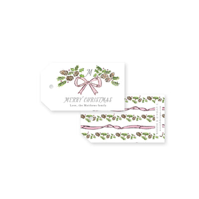 Pinecone Laurel Wreath Christmas Gift Tag