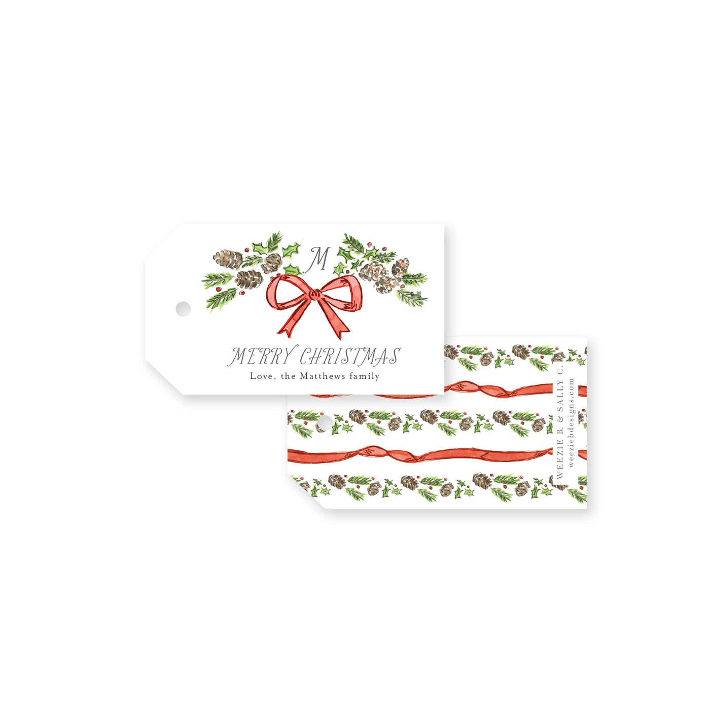 Pinecone Laurel Wreath Christmas Gift Tag