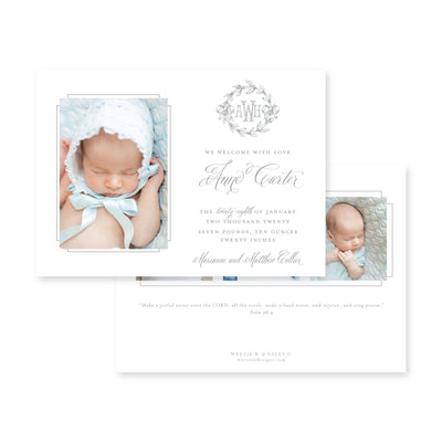 Victorian Wreath Horizontal Birth Announcement