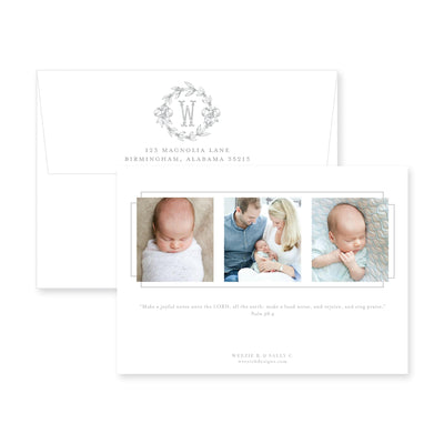 Victorian Wreath Horizontal Birth Announcement