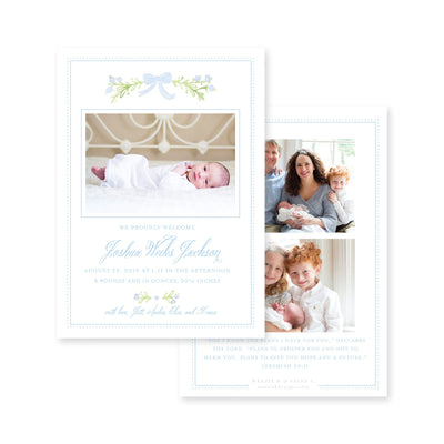 Sweet Watercolor Laurel Vertical Birth Announcement