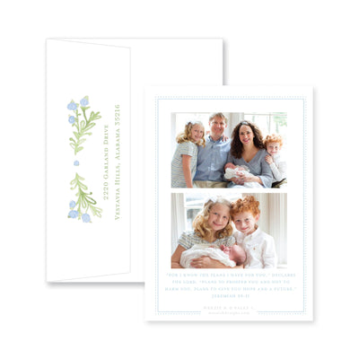 Sweet Watercolor Laurel Vertical Birth Announcement