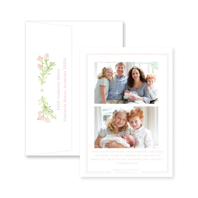 Sweet Watercolor Laurel Vertical Birth Announcement