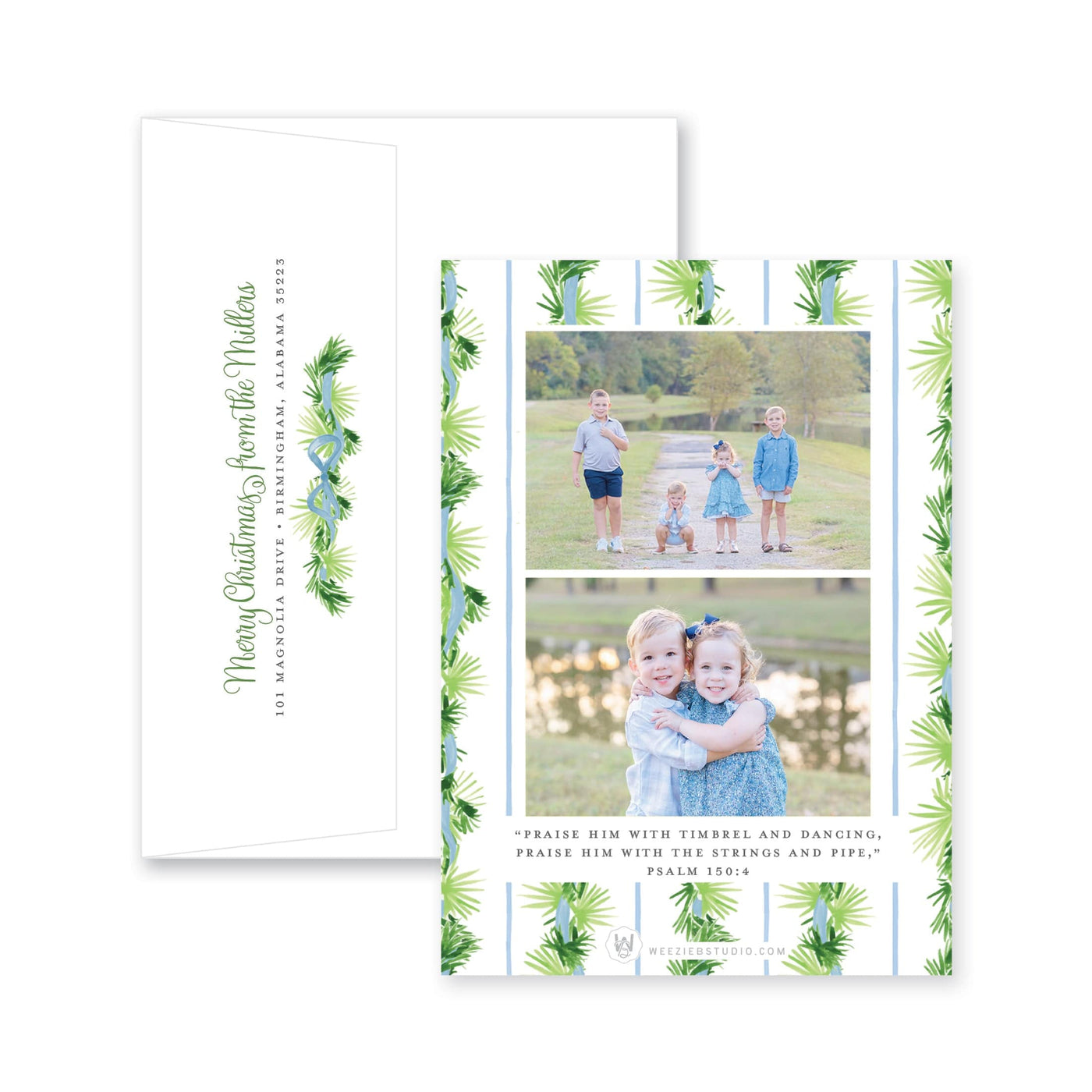 Palm Trellis Vertical Christmas Card