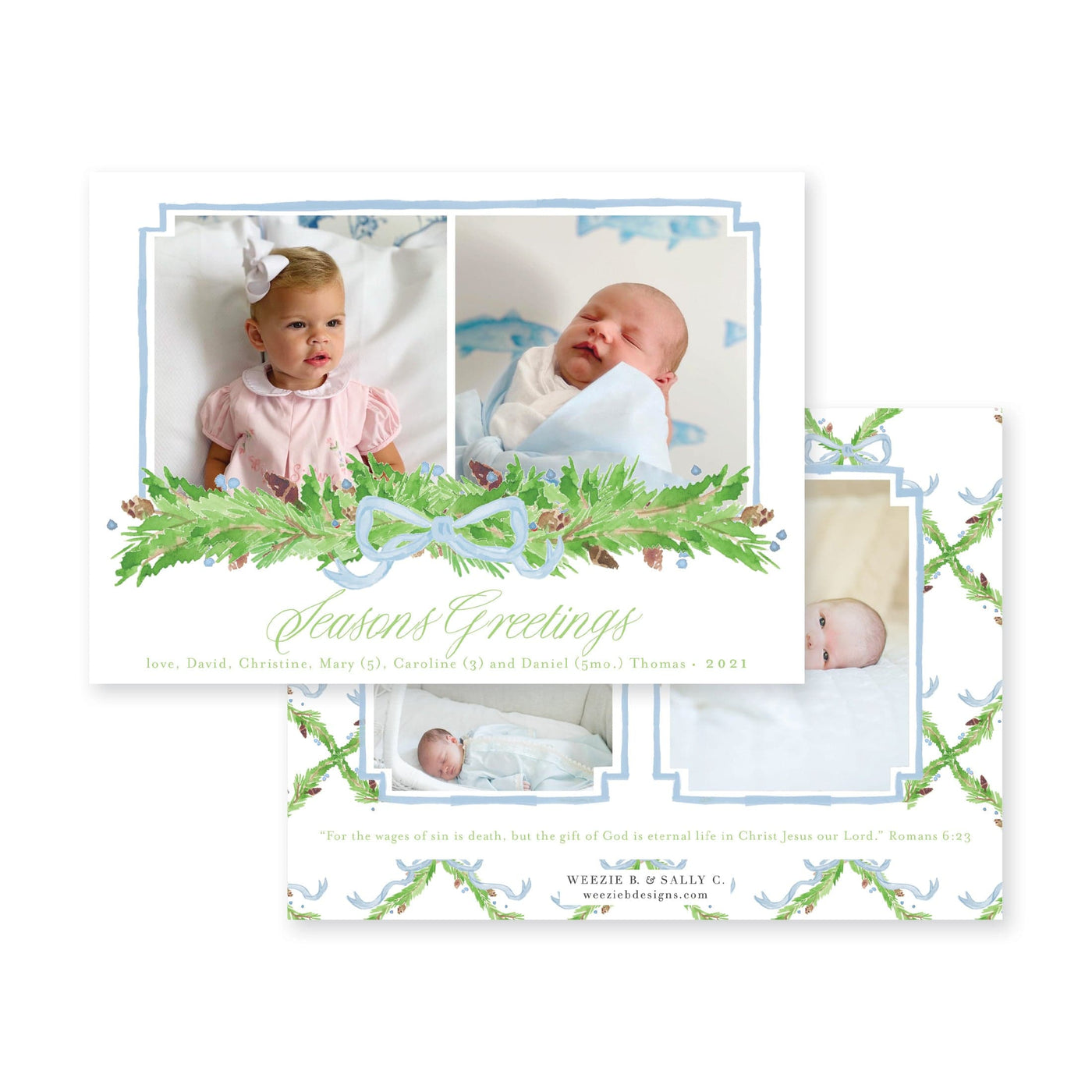 Pine Trellis Horiztonal Christmas Card