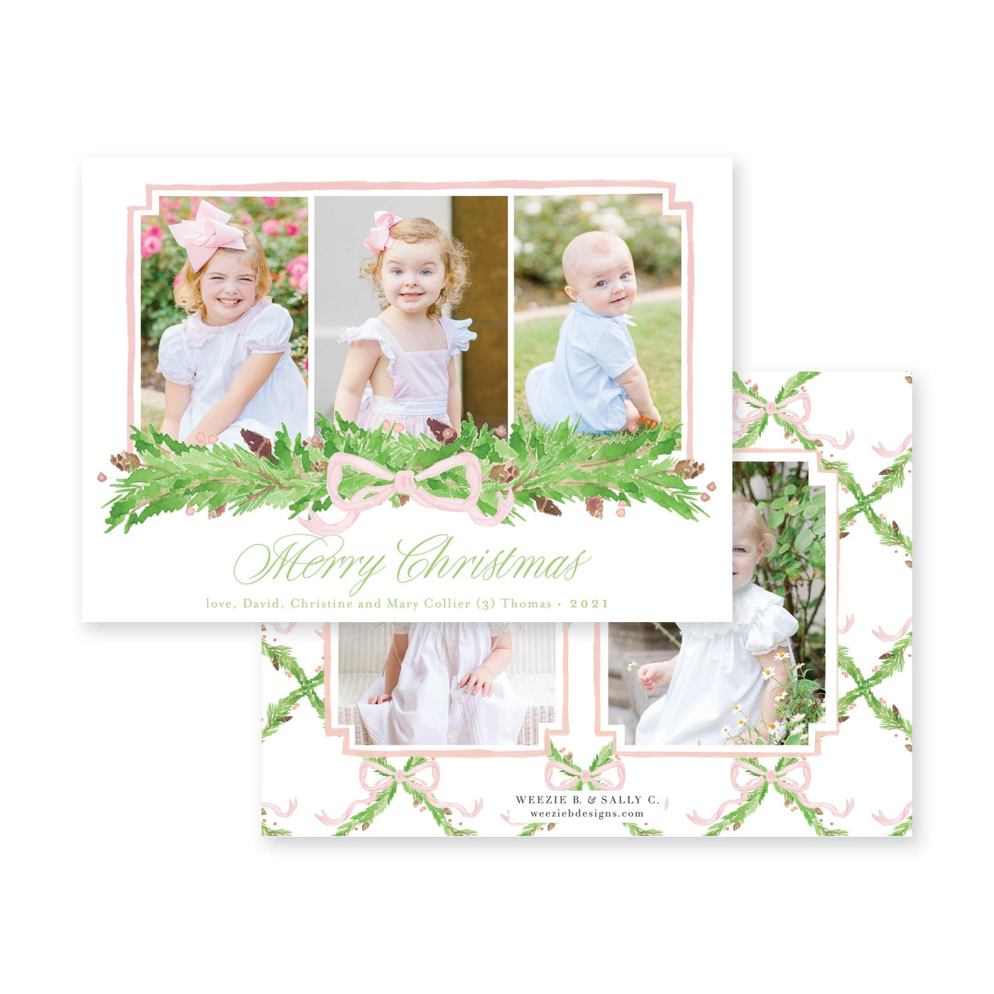 Pine Trellis Horiztonal Christmas Card