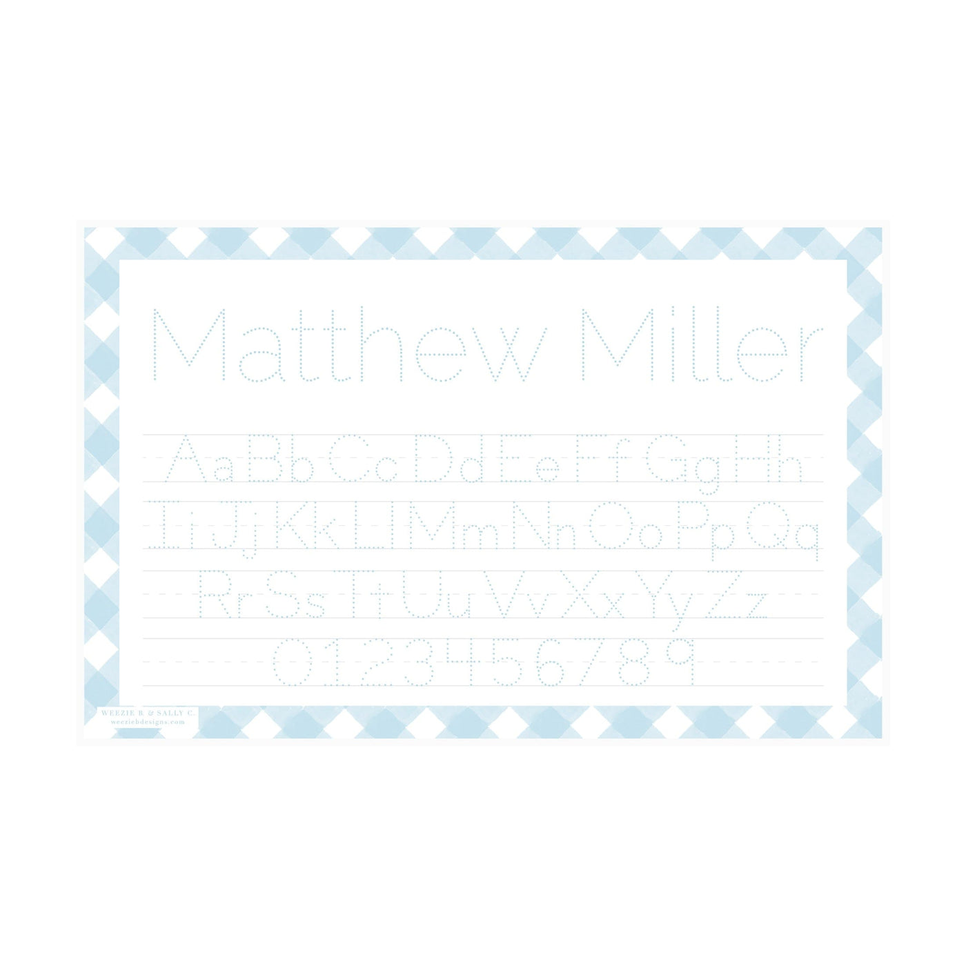 Letter Tracing Gingham Placemat