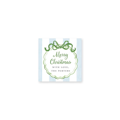 Striped Bow Frame Christmas Gift Stickers
