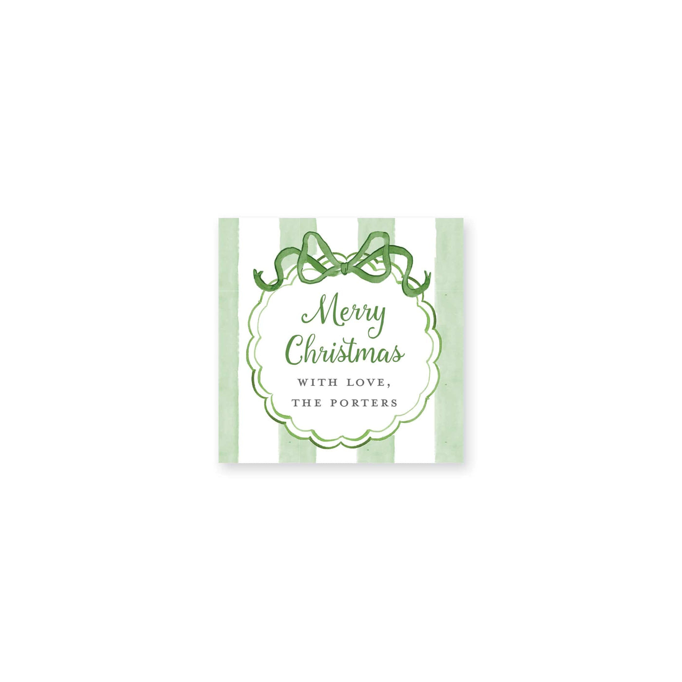 Striped Bow Frame Christmas Gift Stickers