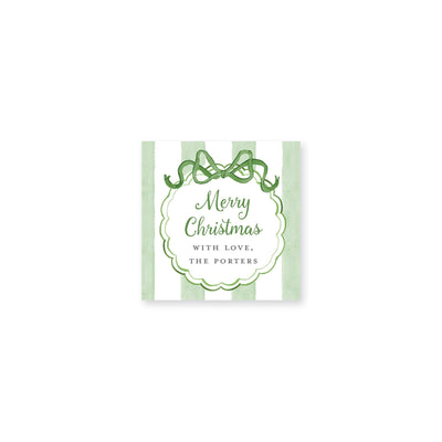 Striped Bow Frame Christmas Gift Stickers