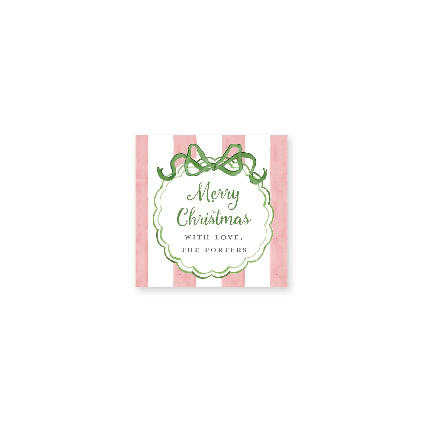 Striped Bow Frame Christmas Gift Stickers