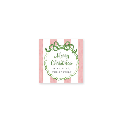 Striped Bow Frame Christmas Gift Stickers