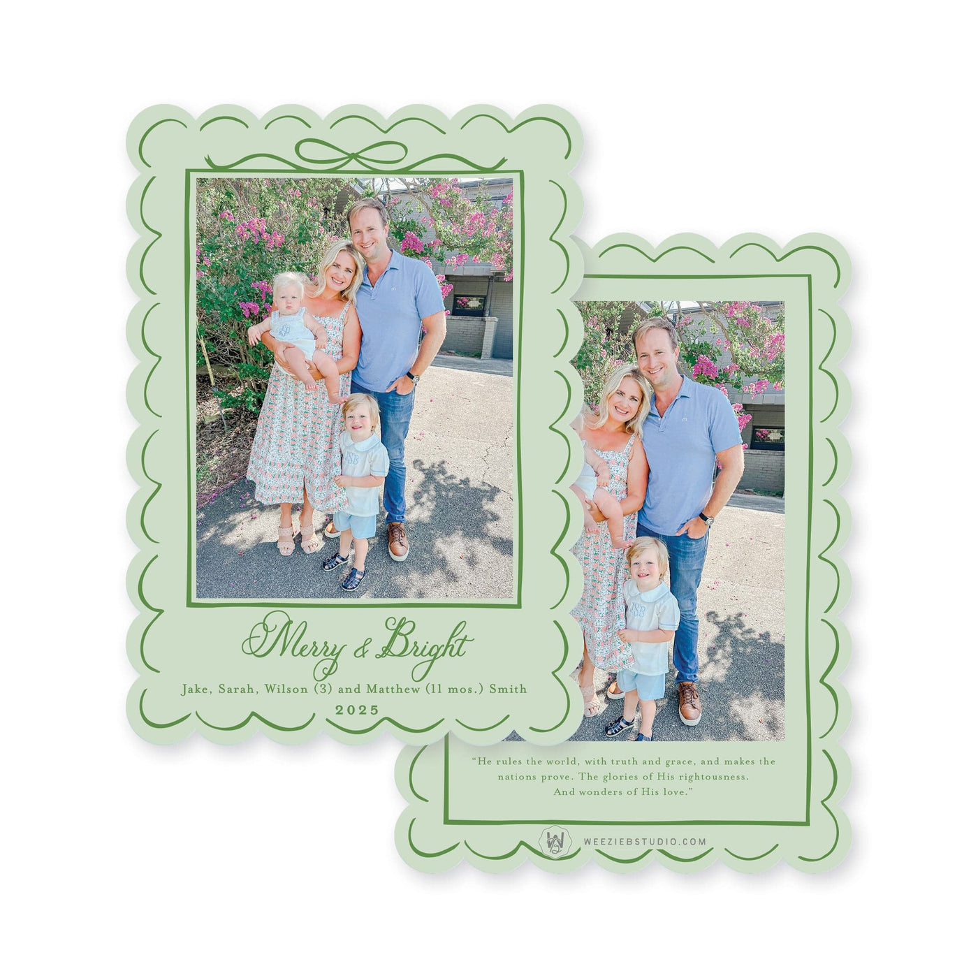 Scallop Bow Frame Vertial Christmas Card