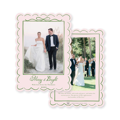 Scallop Bow Frame Vertial Christmas Card