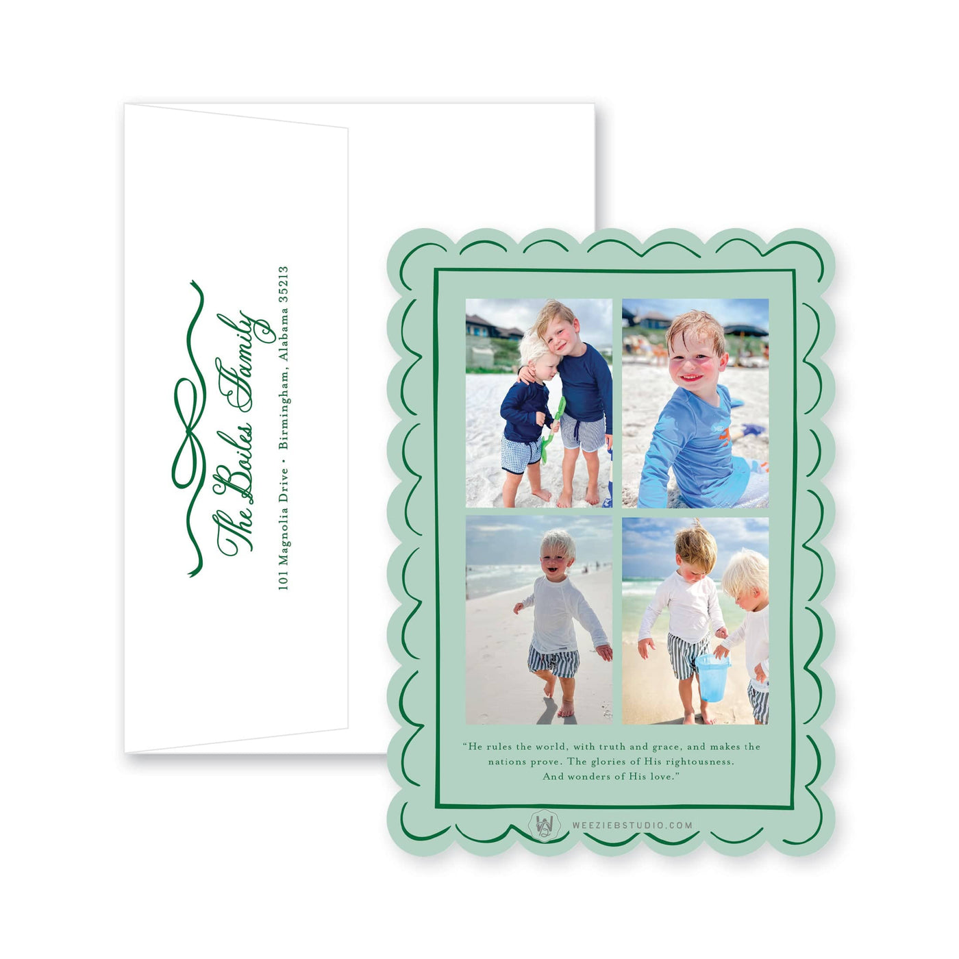 Scallop Bow Frame Vertial Christmas Card