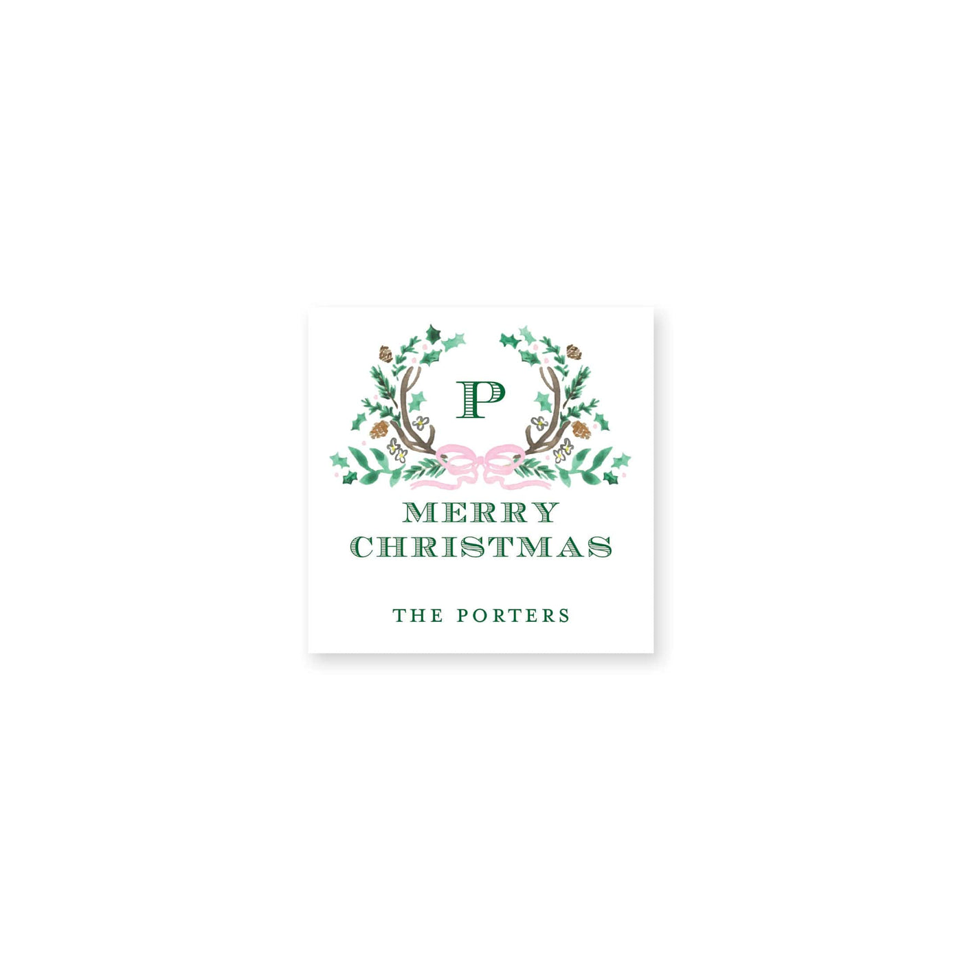 Holly Evergreen Crest Christmas Gift Stickers