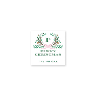 Holly Evergreen Crest Christmas Gift Stickers