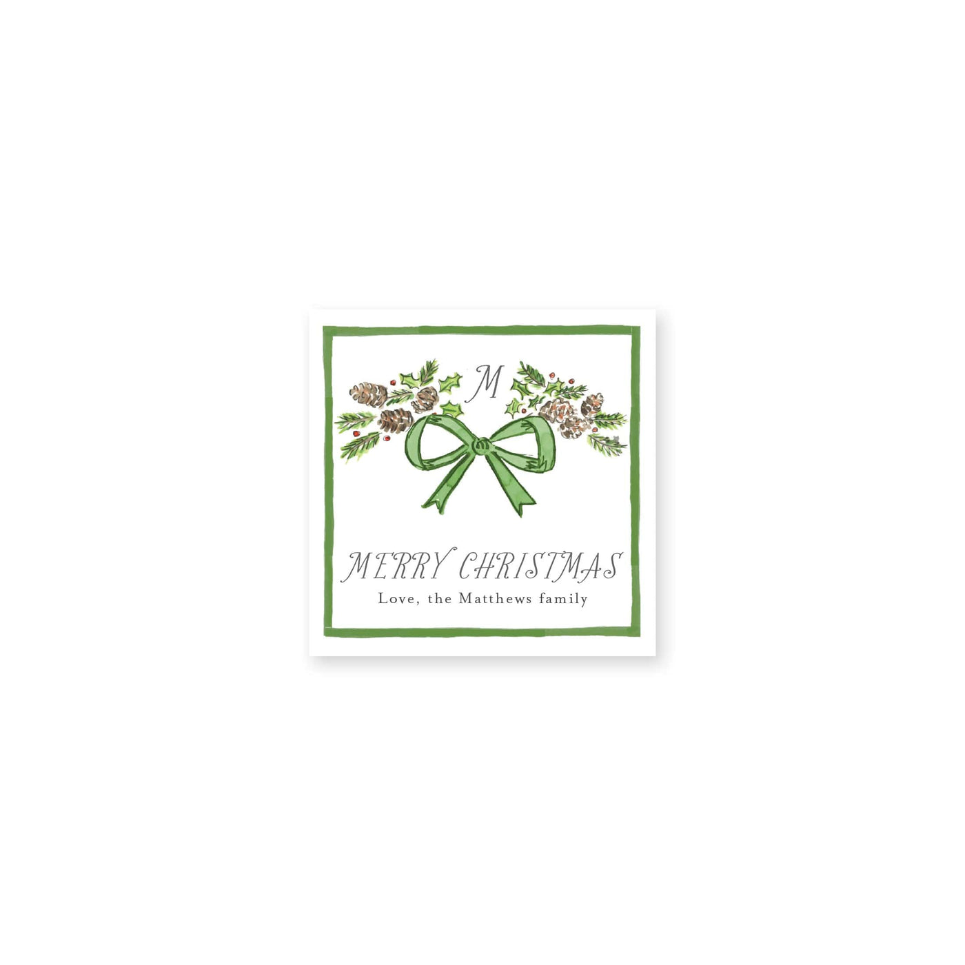 Pinecone Laurel Bow Christmas Stickers