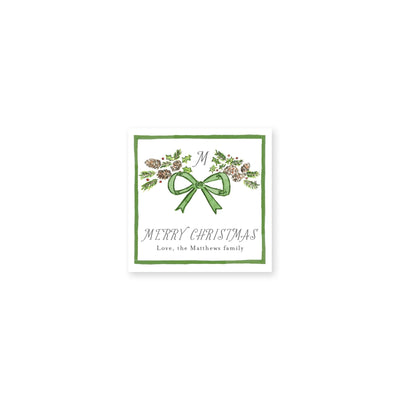 Pinecone Laurel Bow Christmas Stickers