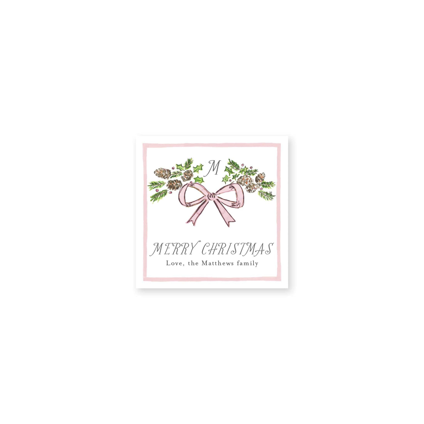 Pinecone Laurel Bow Christmas Stickers
