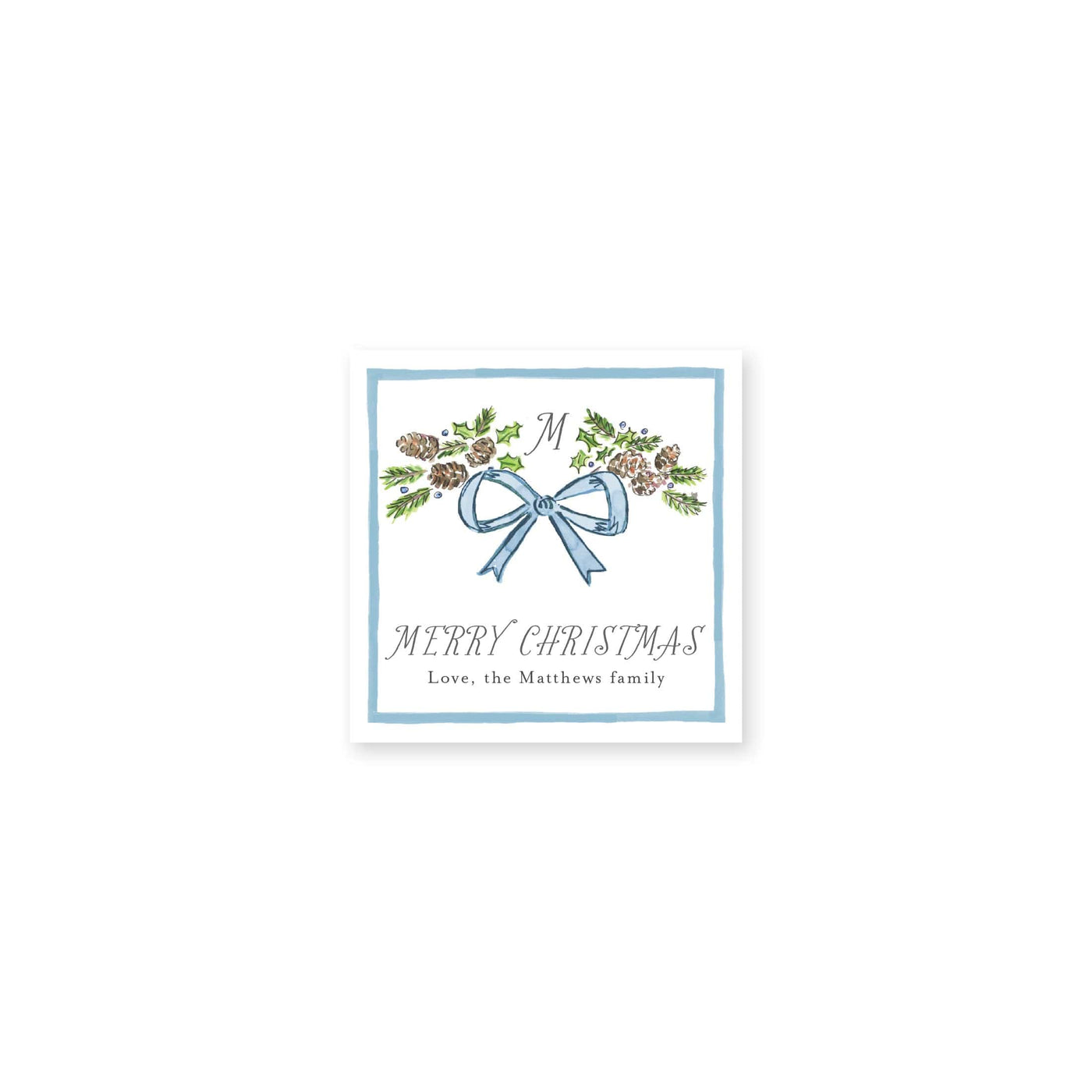 Pinecone Laurel Bow Christmas Stickers