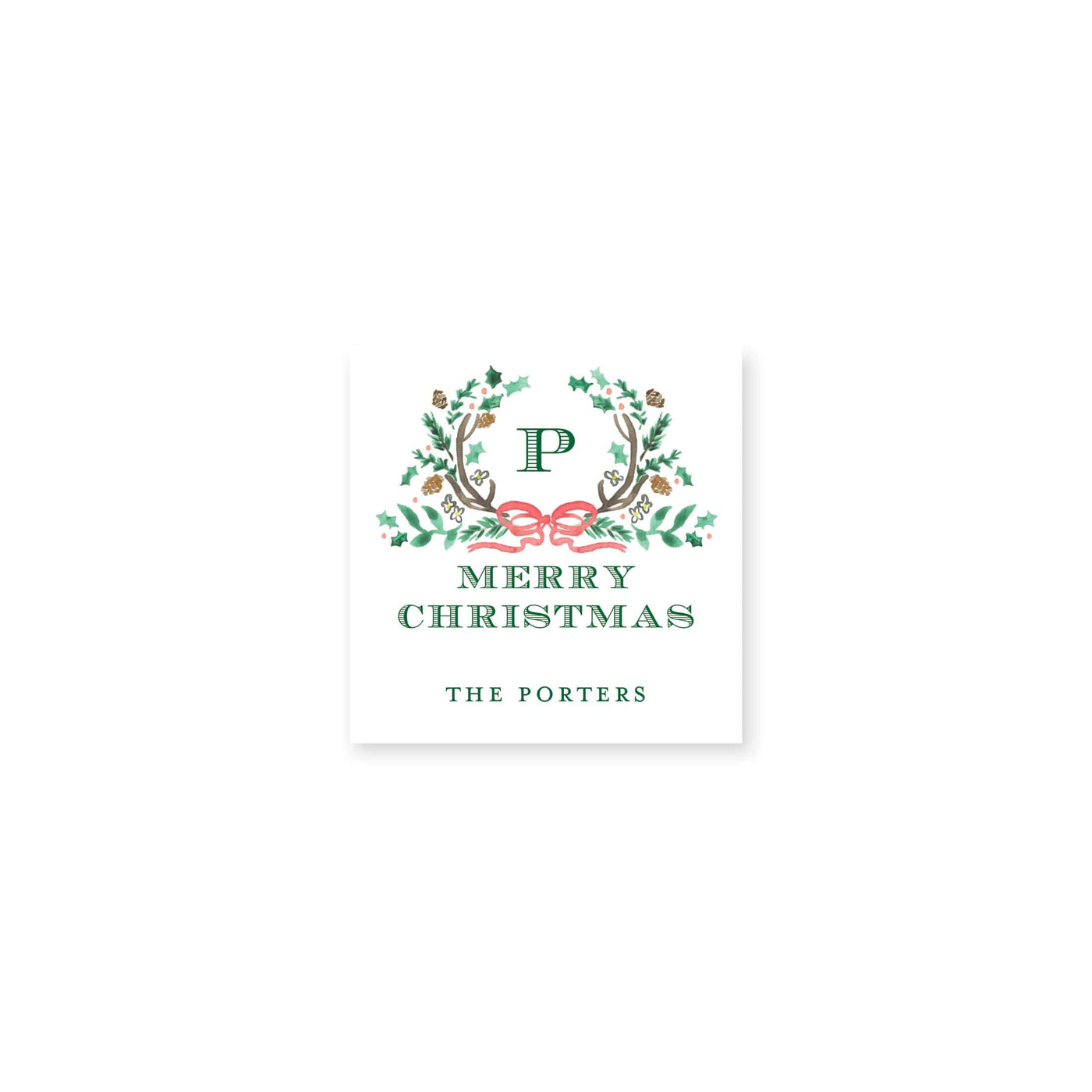 Holly Evergreen Crest Christmas Gift Stickers